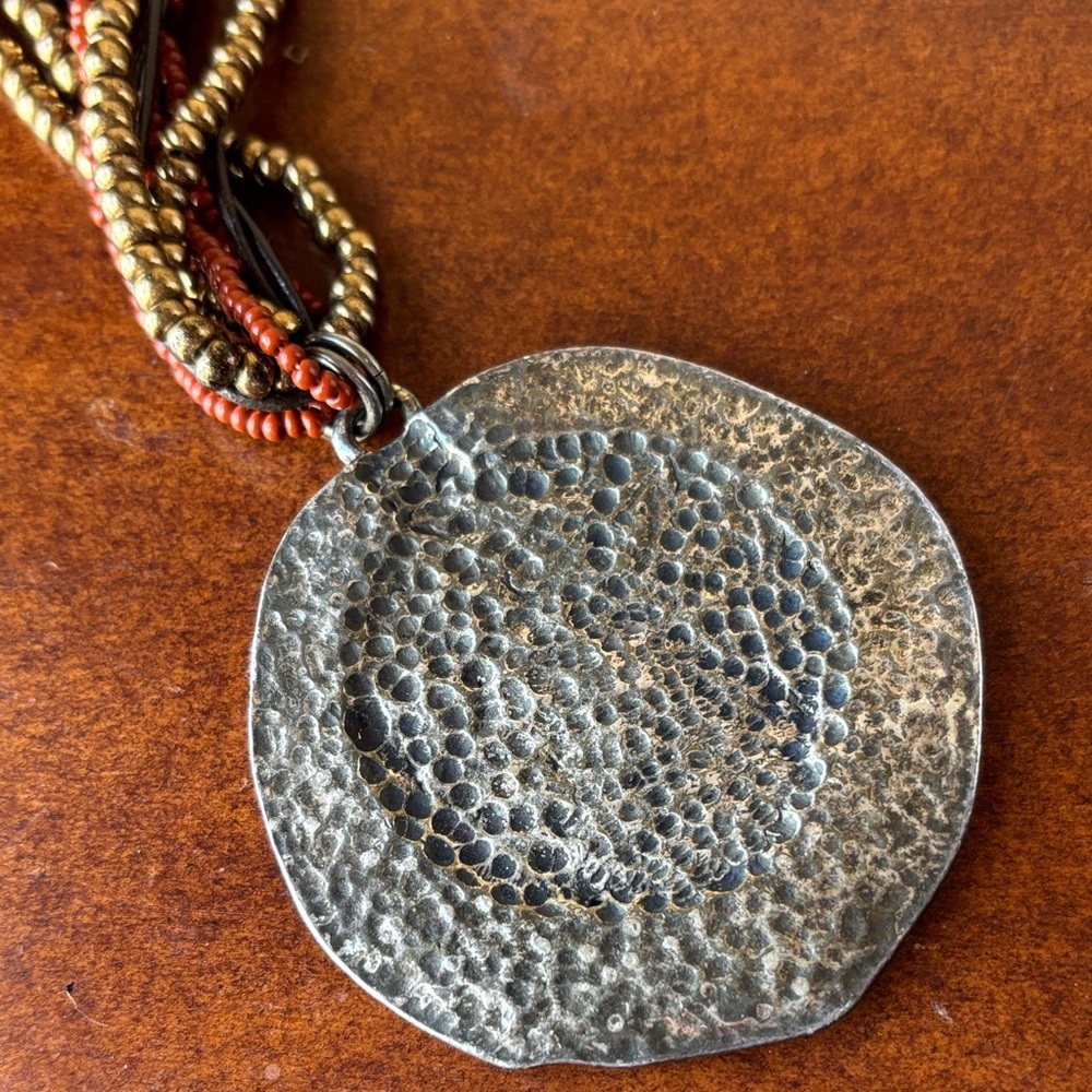 Chico's Rust and Gold/Pewter Multi-Strand Pendant Necklace - Picture 6 of 6